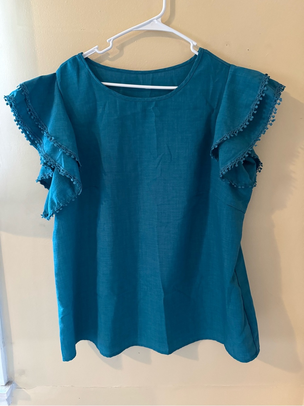 🎄5 for $20 SHEIN Curve Teal Blue Flutter Sleeve Top Size 2XL